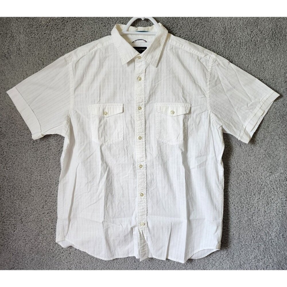Banana Republic White Button Up Short Sleeve Pocket Shirt Size‎ XL 100% Cotton